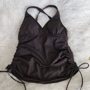 Lands End Tankini Tank Swim‎ Top Womens Sz 8 DD Rouched Brown
